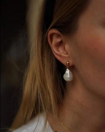 Kolczyki srebrne Irregular Pearl Earrings / Large