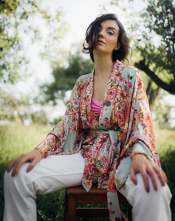 Kimono Flower Turkus SHORT