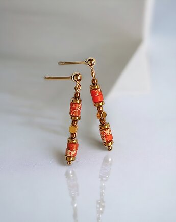 LIMITOWANE kolczyki : jaspis cesarski, hematyt, kaktusia