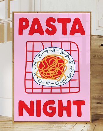 Grafika z makaronem i napisem PASTA NIGHT