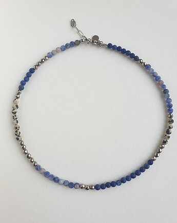 Naszyjnik choker NEO lapis lazuli, jaspis niebieski, dalmatyński, hematyt