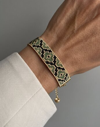 Zielona bransoletka z koralików Miyuki - ornament