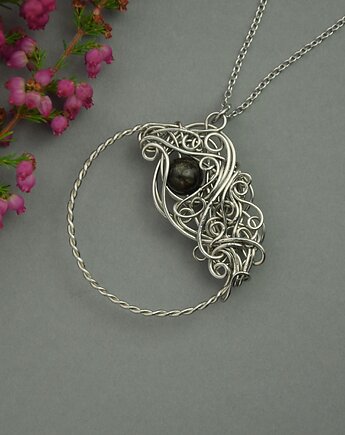 Wisiorek obsydian złocisty koło kółko wire wrapping