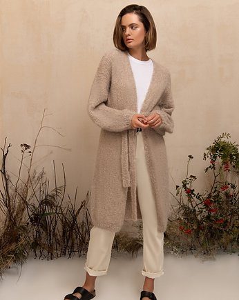 Kardigan Merino&alpaca long beżowy