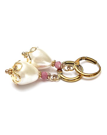 Kolczyki pozłacane Pearls [white] perły vol. 25