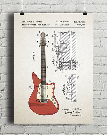 Plakat Gitara elektrycza Fender - patent