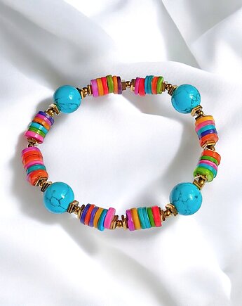 Bransoletka : summer collection : kolorowa muszla howlit : XL