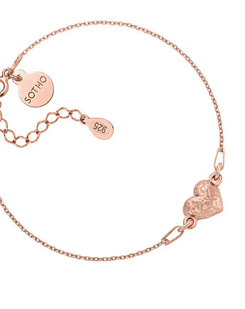 Bransoletka z gniecionym serduszkiem z różowego złota, SOTHO
