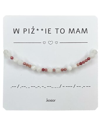 Bransoletka prezent - W PIŹDZIE TO MAM - Księżycowy, Rodonit - Równowaga