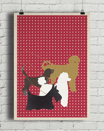 Psy na spacerze - plakat fine art