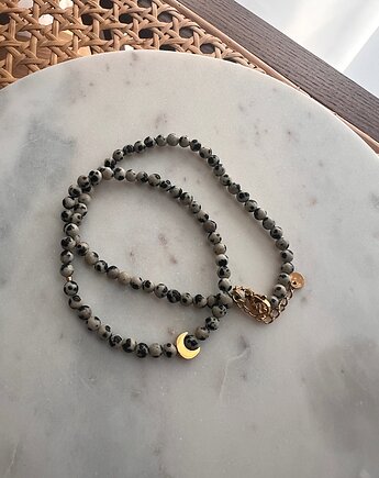 Handmade naszyjnik z jaspisem dalmatyńskim i księżycem, Juicy Beads