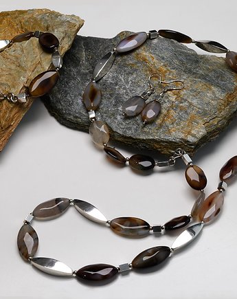 Komplet biżuterii srebrnej z agatami, Ade Art