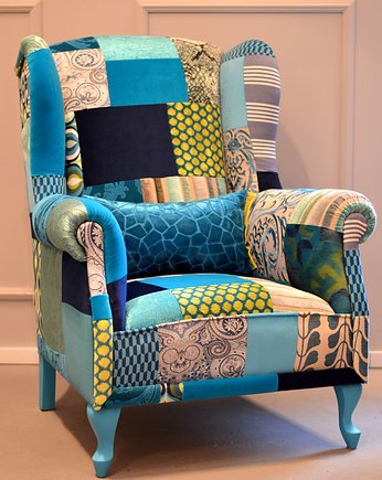 Fotel Uszak Blue Patchwork Juicy Colors