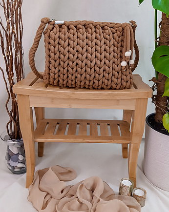 Torebka z grubego sznurka Pillow Bag - karmel