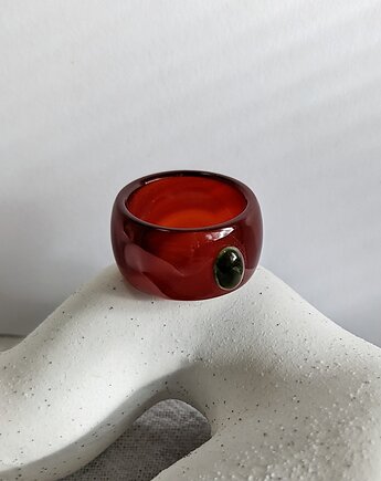 Masywny Pierścionek z Kamieniem Naturalnym Chunky Jelly Ring 2