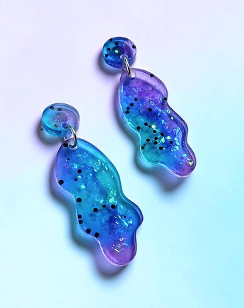 UNIKATOWE kolczyki z żywicy : HOLO : kolekcja MERMAID