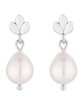 Srebrne kolczyki listki z perłami, SOTHO