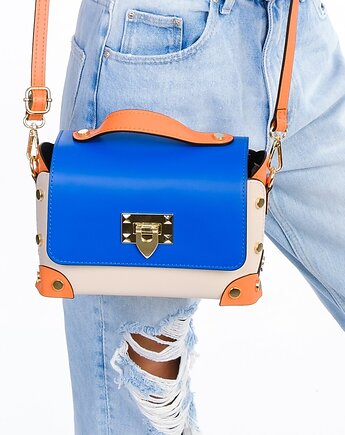 Torebka Skórzana - 3 kolory  - crossbody , ozdobne nity (7045)