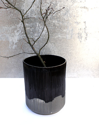 wazon ceramiczny czarno-szary- niski