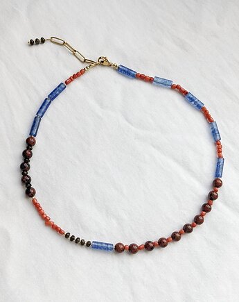 Choker z Kamieni Stal Szlachetna Kolorowy Naszyjnik Boho