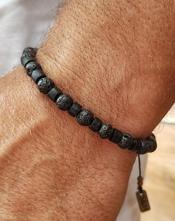 Męska bransoletka z kamieniami Lawa wulkaniczna oraz czarny kokos