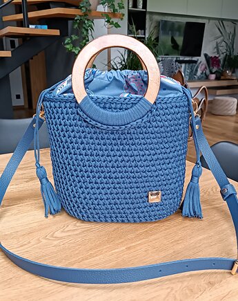 Ręcznie robiona torebka w kolorze jeans, Mnu Mnu