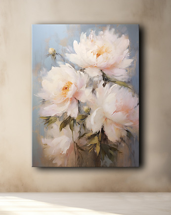 Peonie i róże - Plakat - Olej, Boho, Abstrakcja