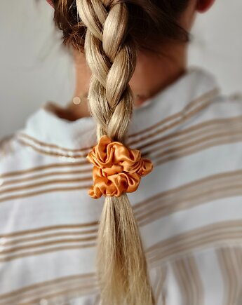 Gumka jedwabna, scrunchie, frotka sweet apricot MINI