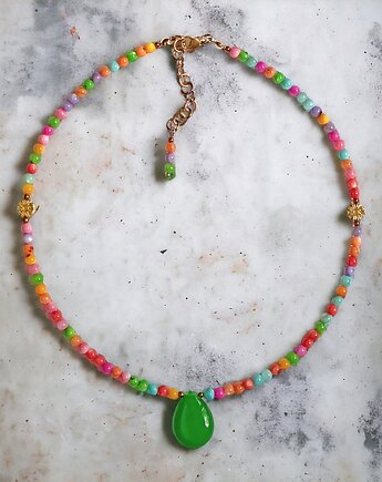 Choker : summer collection : kolorowa muszla i jadeit