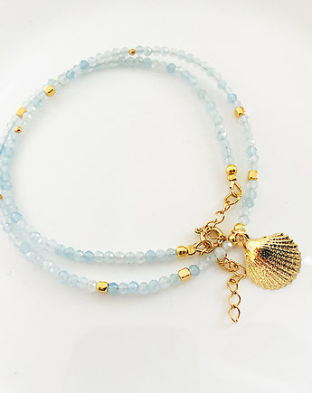 Naszyjnik  AKWAMARYN, kamienie naturalne choker, Anemon Atelier