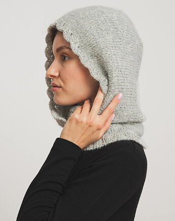 Balaclava DOLORES - szara - Handmade - Merino, alpaka, jedwab