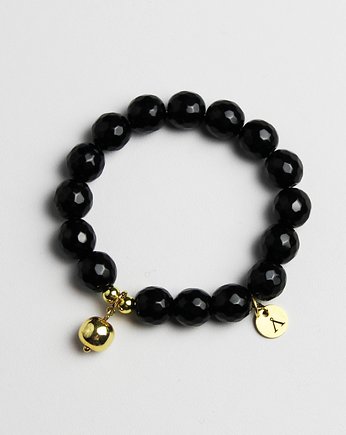 Bransoletka onyks ze złotą kulką Onyx Balls, AFRODITTE COLLECTION