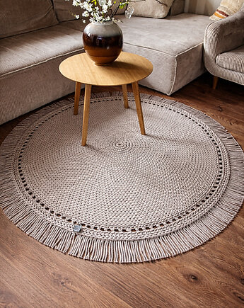 Dywan Boho z frędzlami Ręcznie robiony dywan bawełniany 130 cm