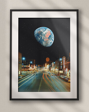 Plakat Nocna przejażdżka - Kolaż Fine Art - Dekoracja Ścienna Do Salonu