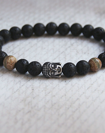 LUX. męska bransoletka - Budda - lawa, kaktusia