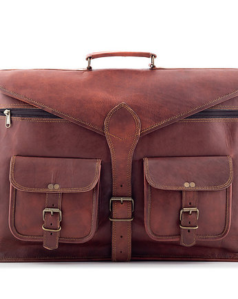 Torba Vintage Męska Skórzana Duża z Kieszeniami do Pracy Belveder BH71, Belveder