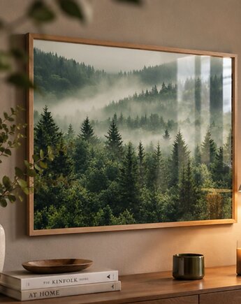 PLAKAT las we mgle zdjęcie lasu zielony