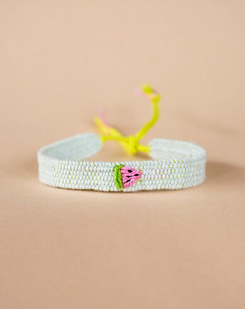 Letnia bransoletka handmade z haftem - "Arbuz", Słońcem Tkane