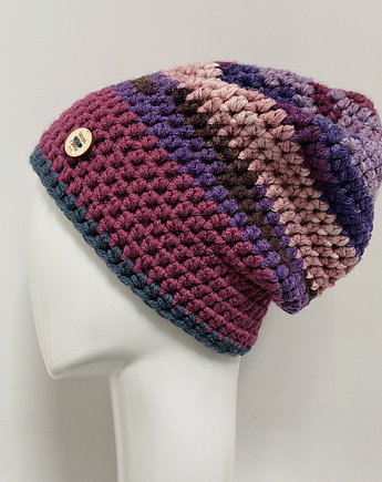 Gruba czapka beanie smerf kolorowa szydełkowa