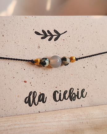 Bransoletka Kwarc dymny, hematyt, jaspis dalmatyński w stylu boho