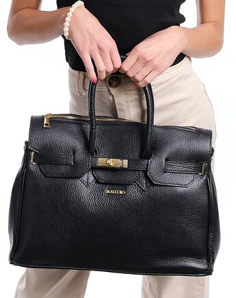 Torba skórzana Shopper - czarna (7117)