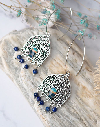 STYLOWE KOLCZYKI "BALTIC MARBLE" długie i efektowne, Chodelska Art Studio