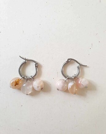 Kolczyki TRIO  jadeit wiśniowy, modesign