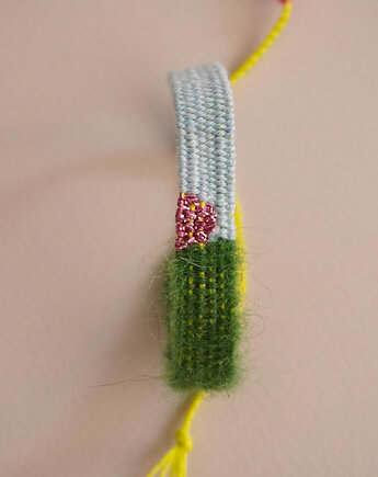 Wąska bransoletka handmade wiązana na supełek, Słońcem Tkane