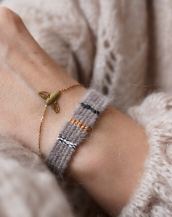 Boho biżuteria z włóczki, trzy paseczki, Słońcem Tkane