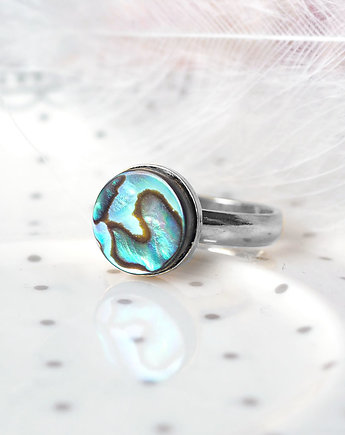 PAUA SILVER -  PIERŚCIONEK SREBRO z egzotyczną muszlą naturalną