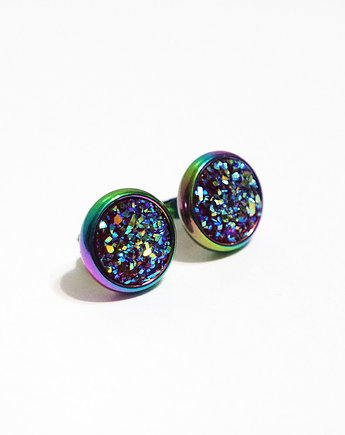Kolekcja Starlight - kolczyki burgund druzy - stal, mini