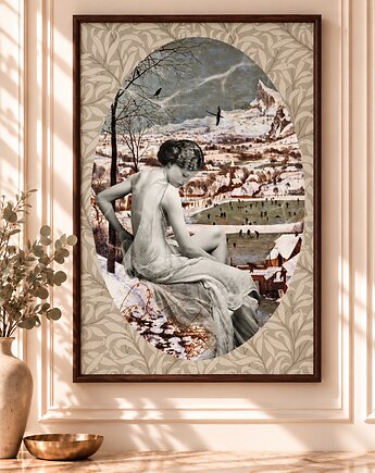 Plakat kolaż Pejzaż z Zimą Fine Art gicl