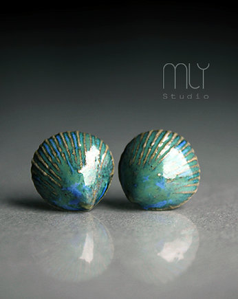 Kolczyki ceramiczne Shell/stal chirurgiczna