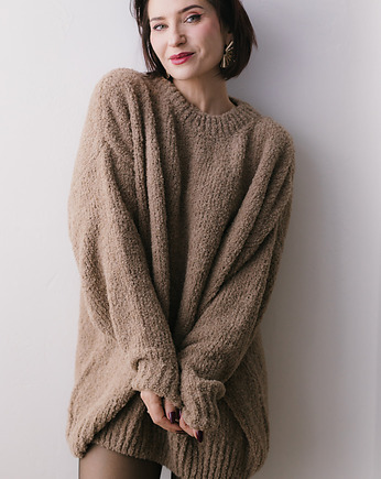 Sweter boucle, beżowy